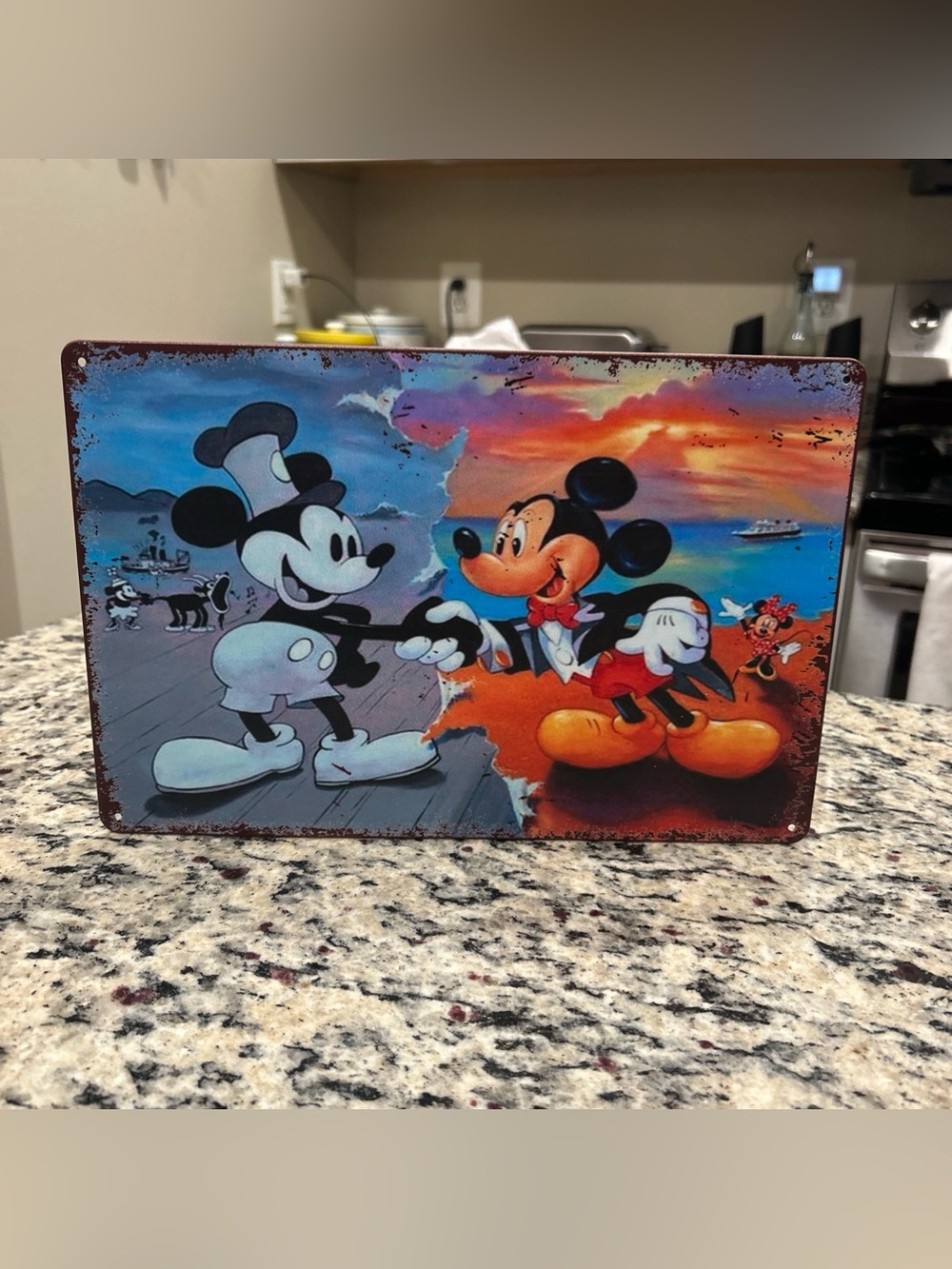 Mickey Mouse Retro Tin Sign - Color Split Design 8x12”